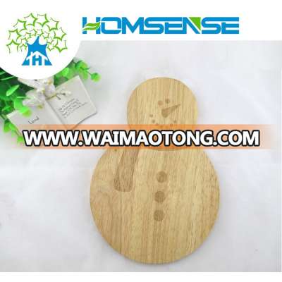 2015 New Design Snowman Rubber Wood Cheese Cutting Board Set with Zinc Alloy Knife